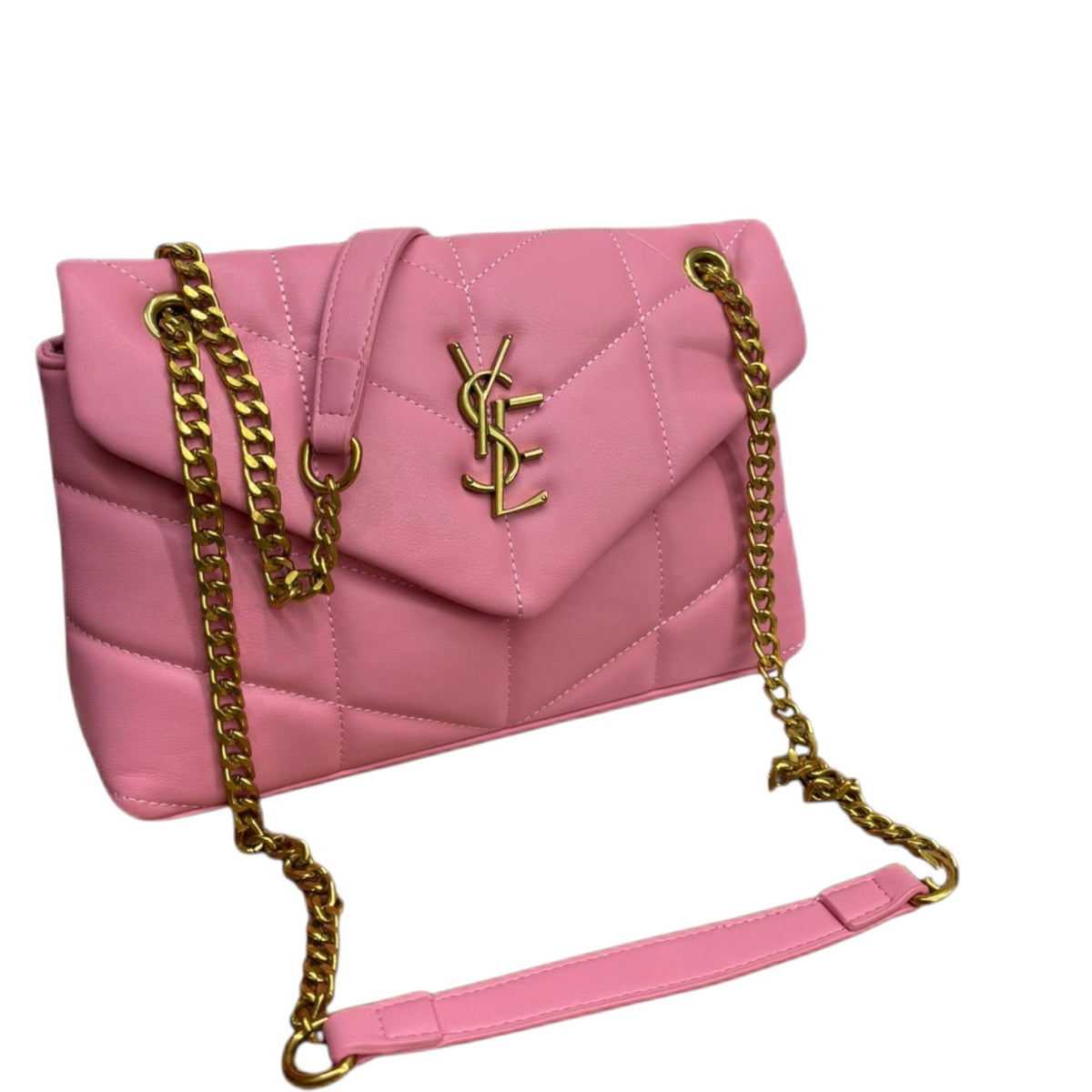 YSE V Quilted Chain Link Flap Crossbody Shoulder Bag