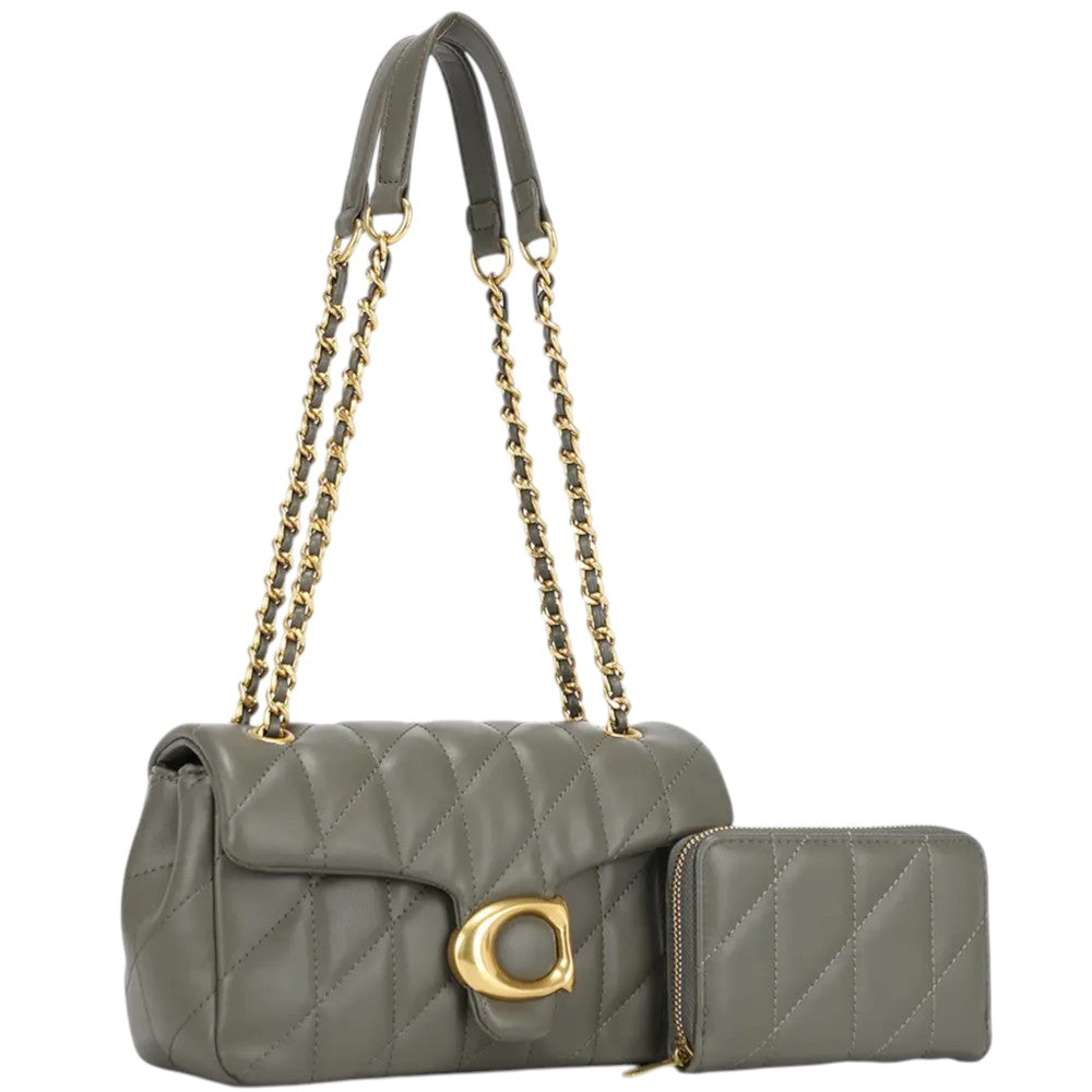 2IN1 Quilted Design Shoulder Bag W Wallet Set