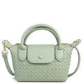 Sage Green Mini Woven Vegan Leather Top Handle Crossbody Bag