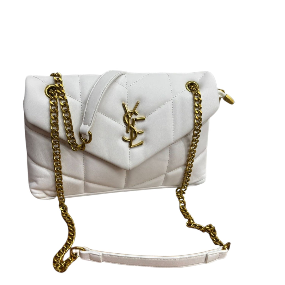 YSE V Quilted Chain Link Flap Crossbody Shoulder Bag