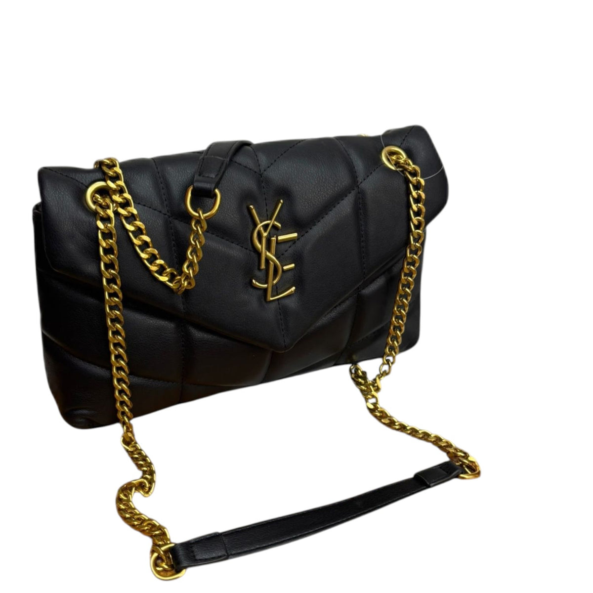 YSE V Quilted Chain Link Flap Crossbody Shoulder Bag