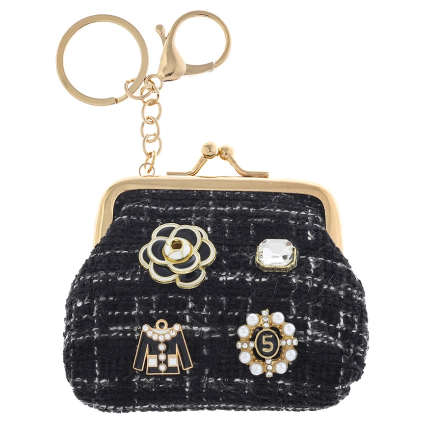 The Jeweled Boucle Coin Purse Keychain