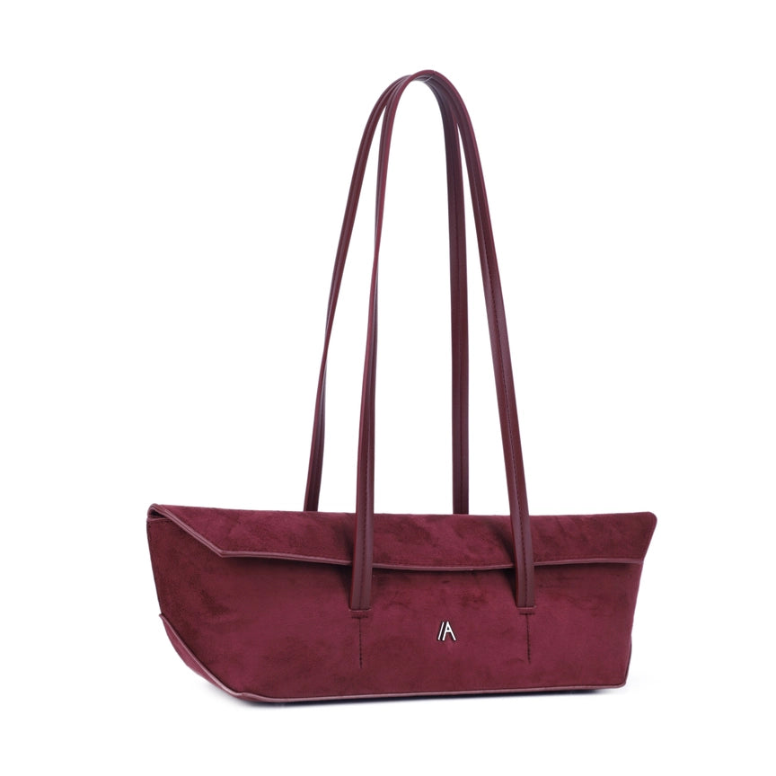 Slim East-West Shoulder Tote Bag – Vegan Suede