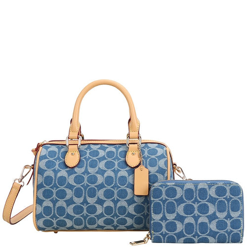 2IN1 Oval Print Monogram Handle MINI Satchel Bag