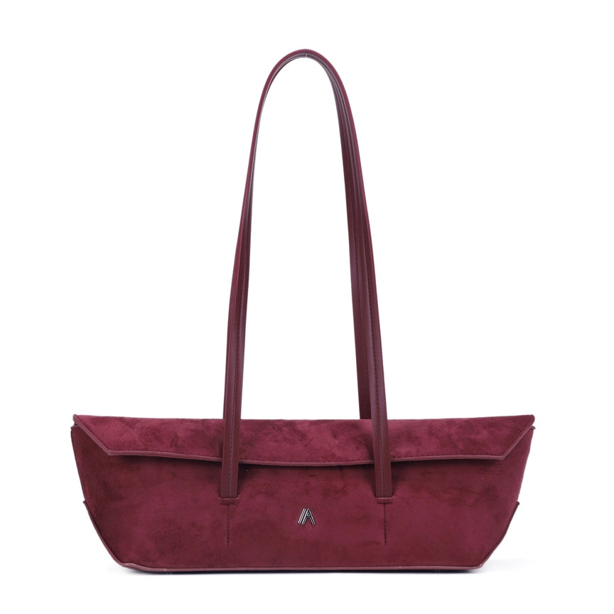Slim East-West Shoulder Tote Bag – Vegan Suede