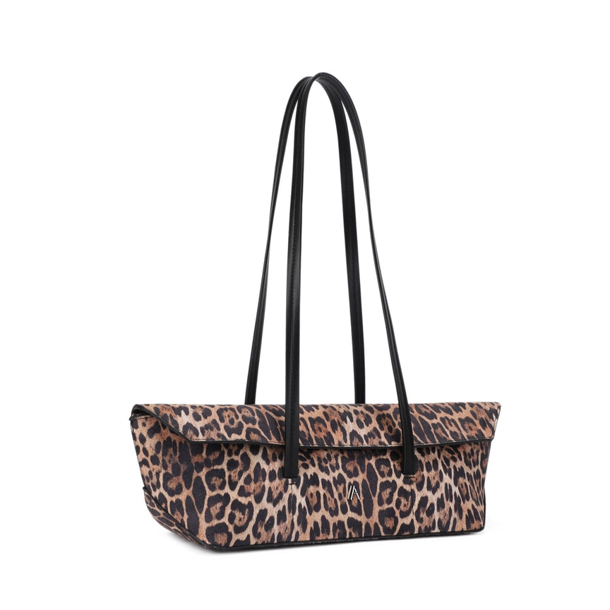 Leopard Print Slim East-West Shoulder Tote Bag – Vegan Suede