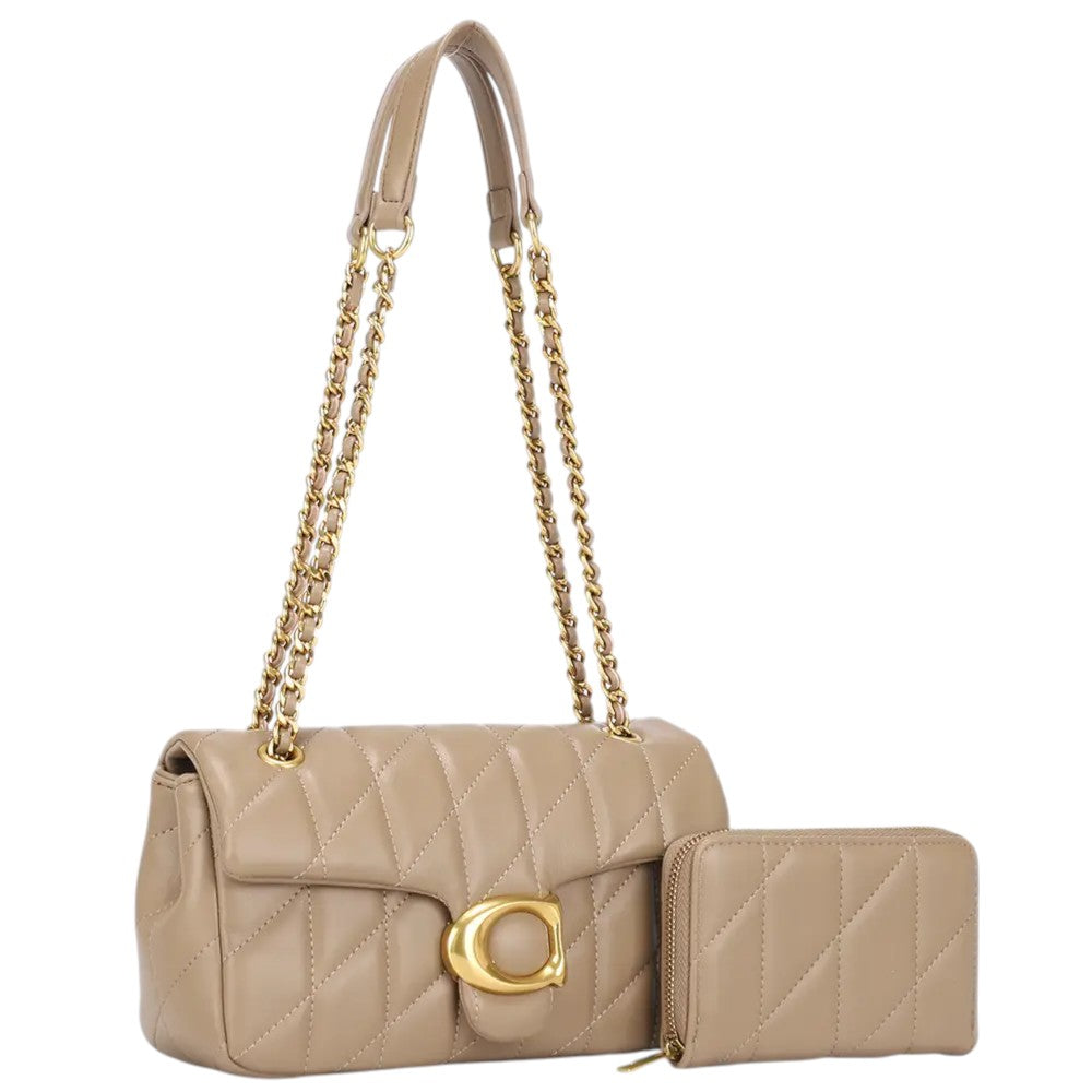 2IN1 Quilted Design Shoulder Bag W Wallet Set