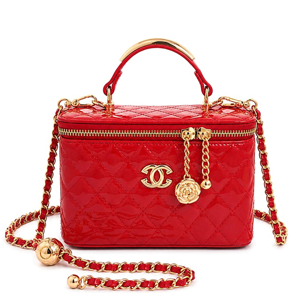 Vanity Quilted Fashion Design Handle Crossbody Bag