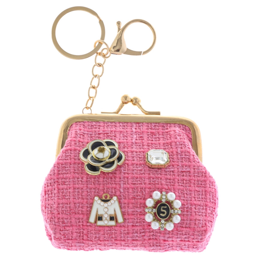 The Jeweled Boucle Coin Purse Keychain