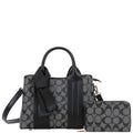 Oval Print Canvas Satchel + Wallet Set | Black