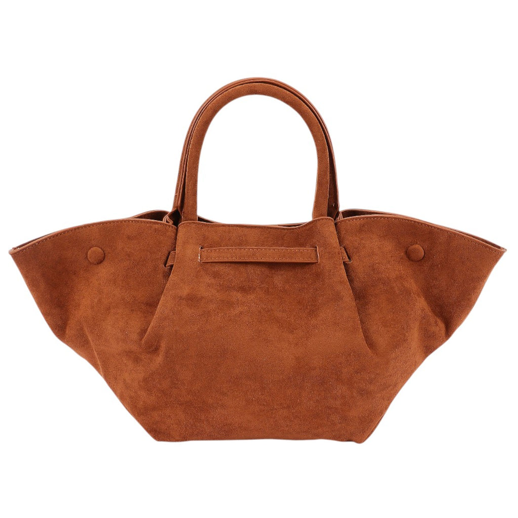 Gold Buckle Suede Tote Bag