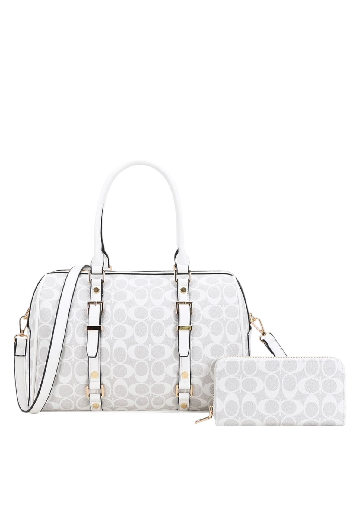 2IN1 Oval Print Design Satchel W Wallet Set