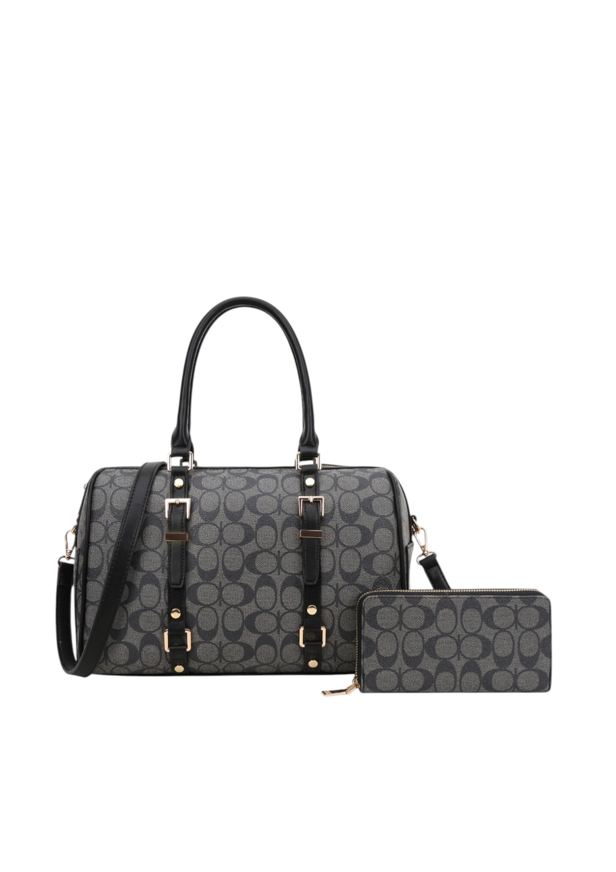 2IN1 Oval Print Design Satchel W Wallet Set