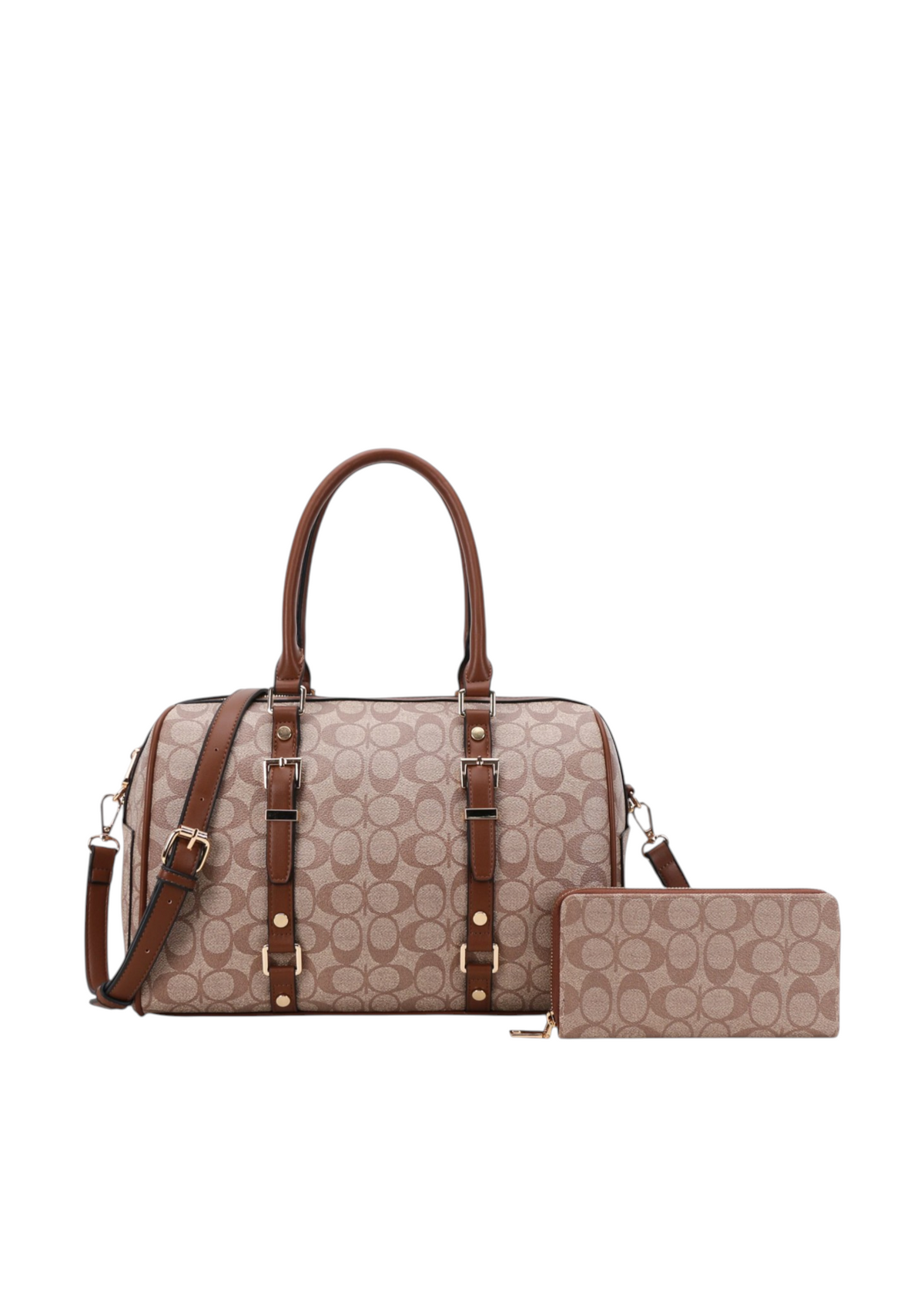 2IN1 Oval Print Design Satchel W Wallet Set