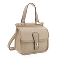 Embossed Mini Woven Turn Lock Satchel