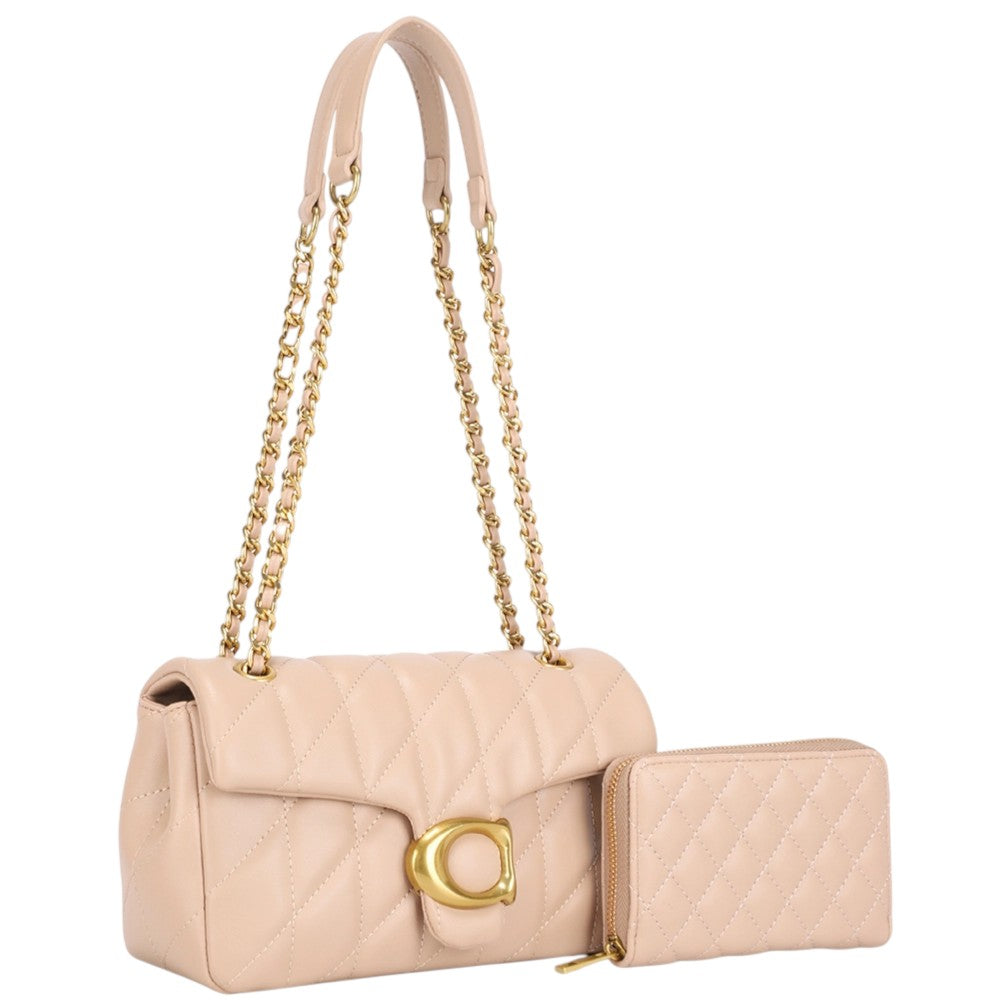 2IN1 Quilted Design Shoulder Bag W Wallet Set