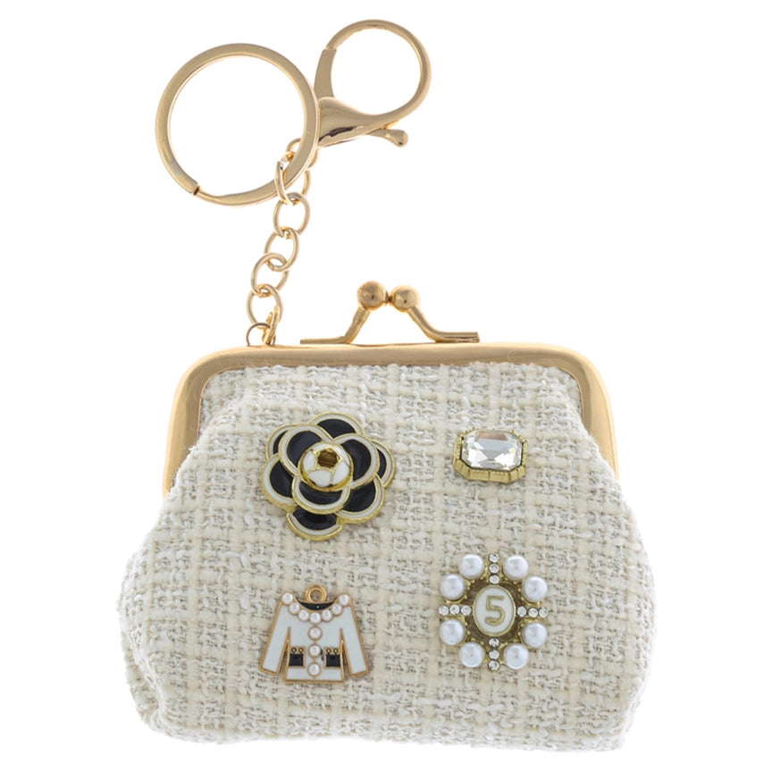 The Jeweled Boucle Coin Purse Keychain