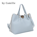 Studded BLUE Ruched Tote Bag
