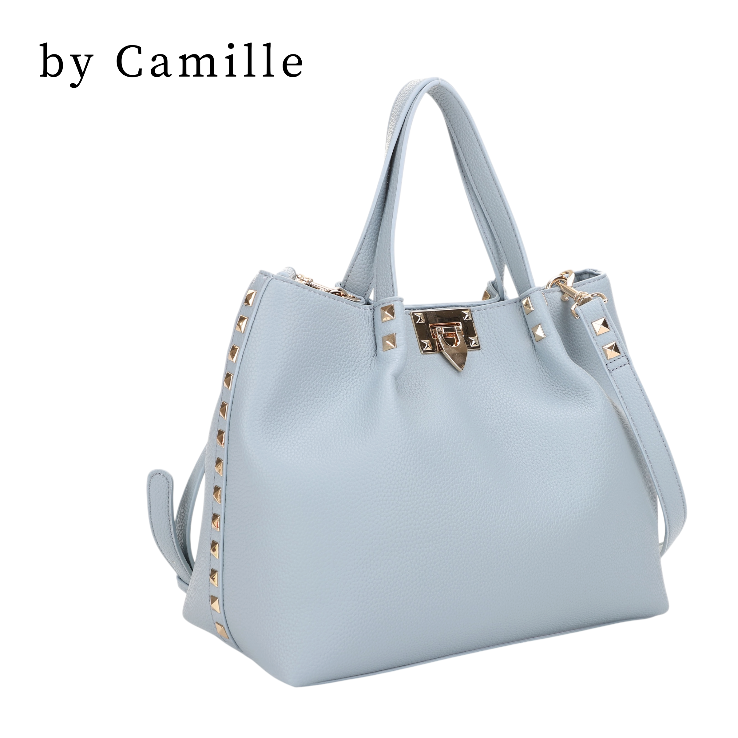 Studded BLUE Ruched Tote Bag