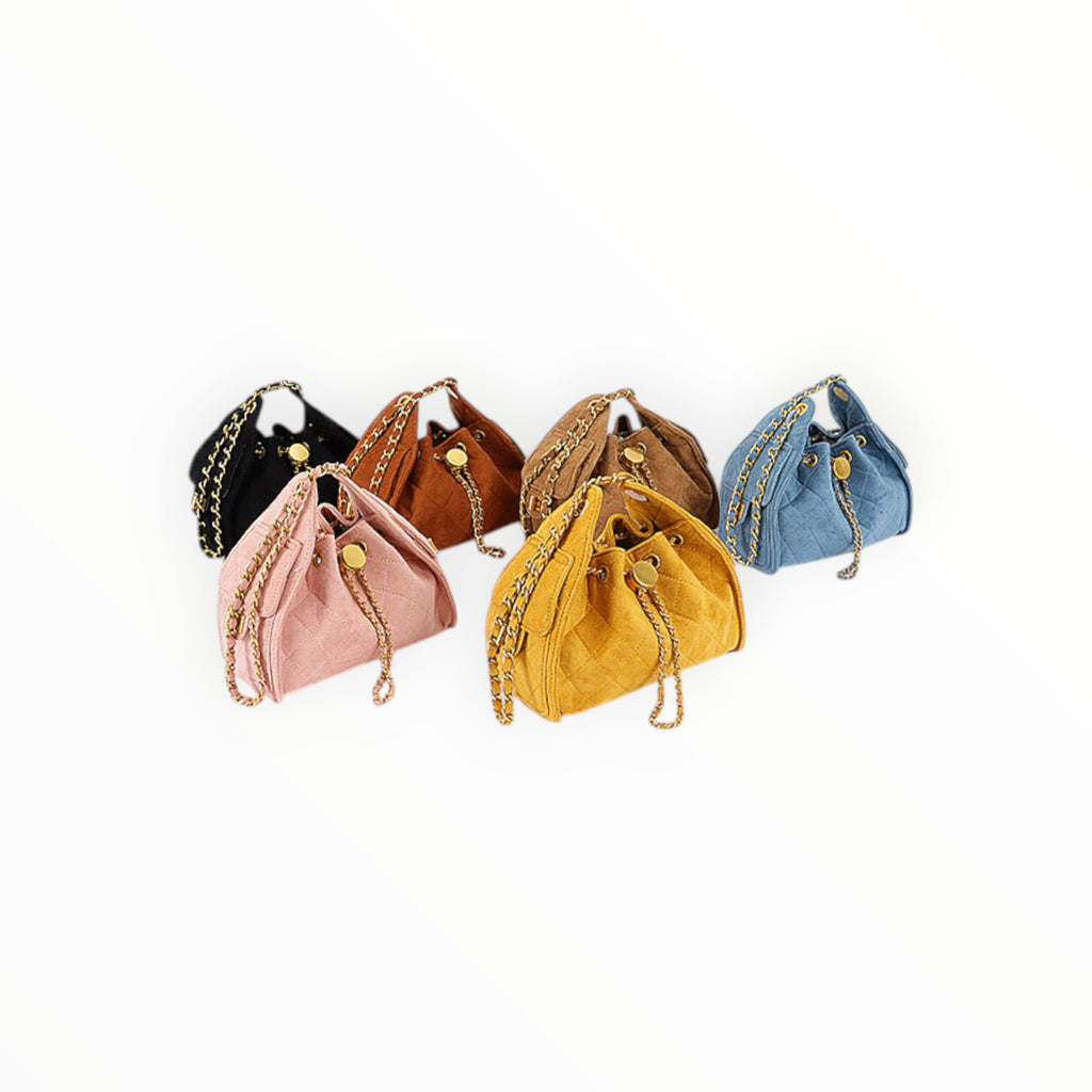 Quilted Faux Suede Shoulder Bag