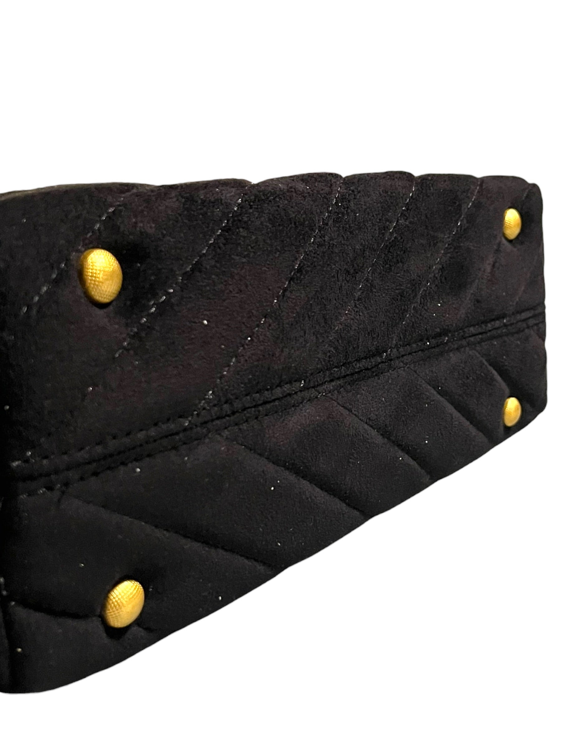Chevron Quilted Vegan Suede Crossbody Bag – Chocolate Brown