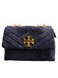 Chevron Quilted Vegan Suede Crossbody Bag – Blue