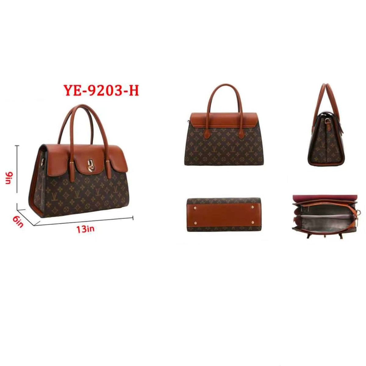 Vintage-Style Monogram Satchel with Crossbody Strap & Matching Wallet