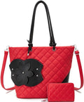 The RED/BLACK Quilted Bloom Tote | 2-Piece Set