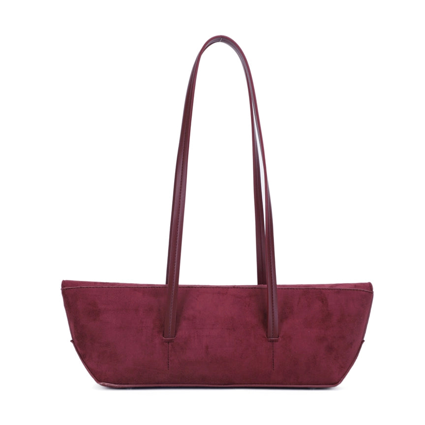 Slim East-West Shoulder Tote Bag – Vegan Suede