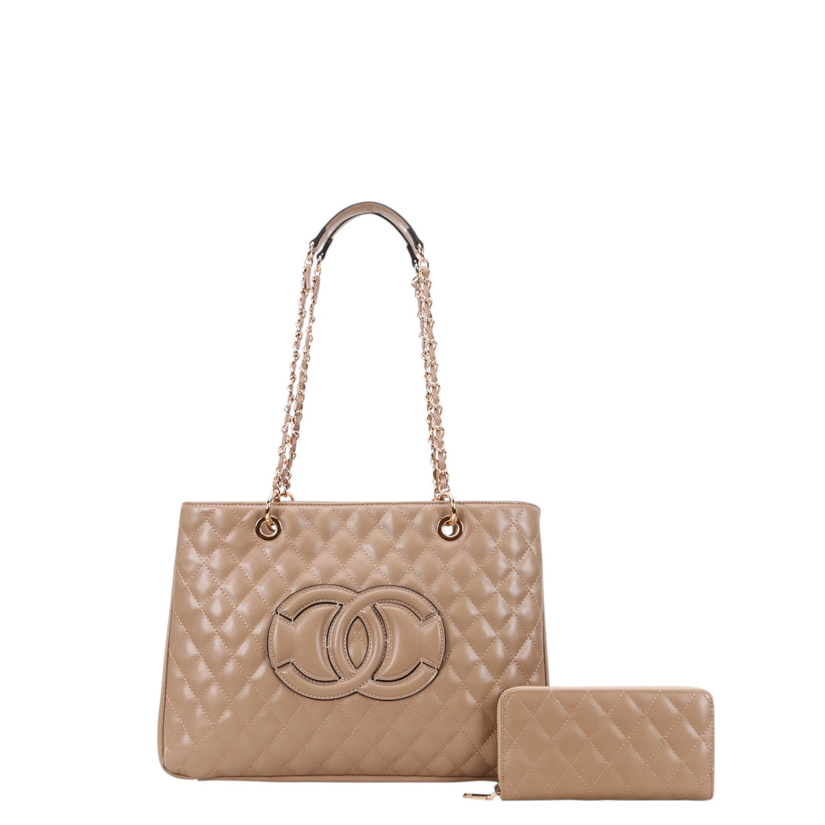 Tote Bag Quilted C Chain Strap with wallet
