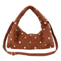 Faux Suede Metal Studded Hobo Bag