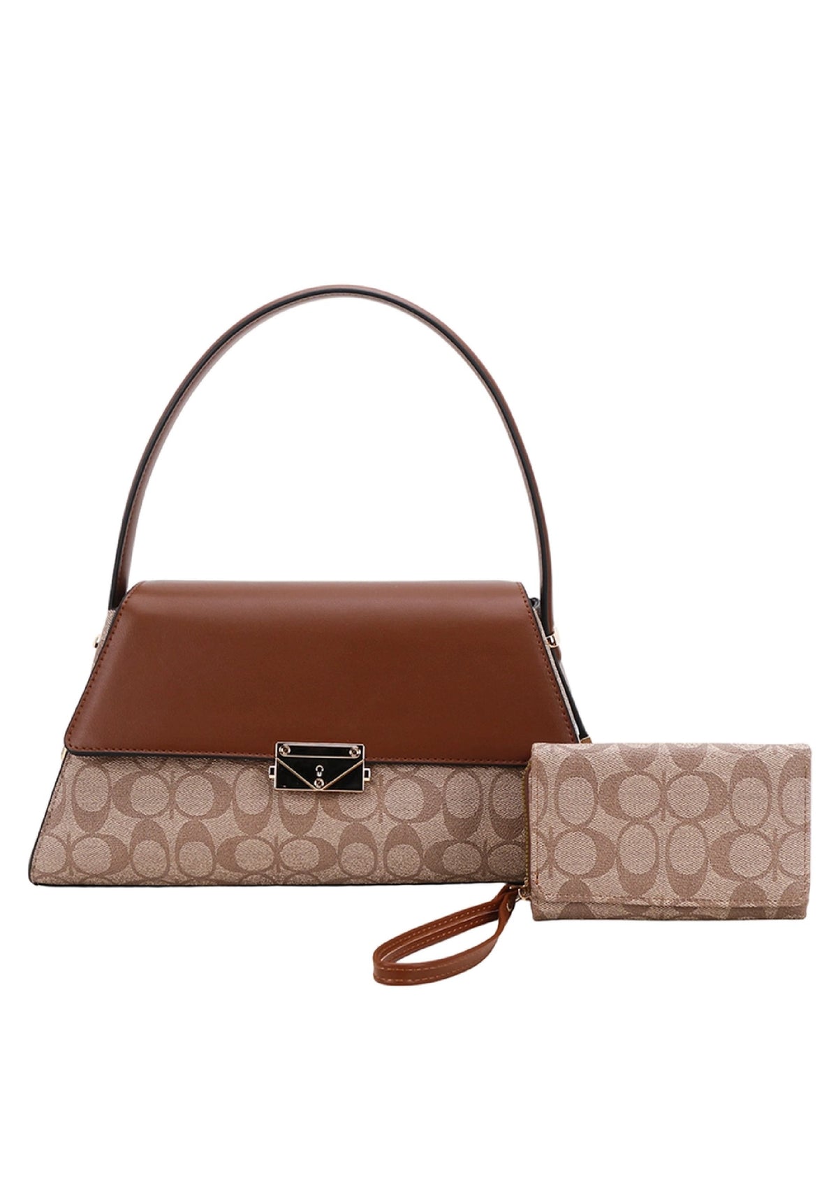 2IN1 Oval Print Shoulder Bag W Wallet Set