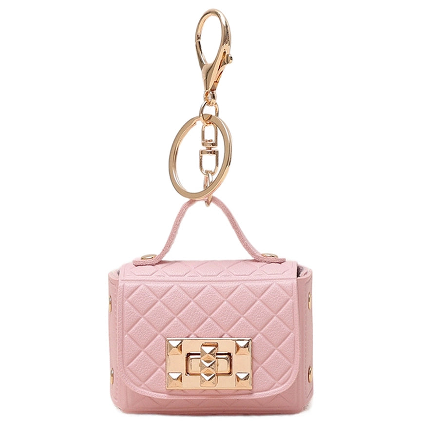 Quilted Mini Bag Charm Keychain