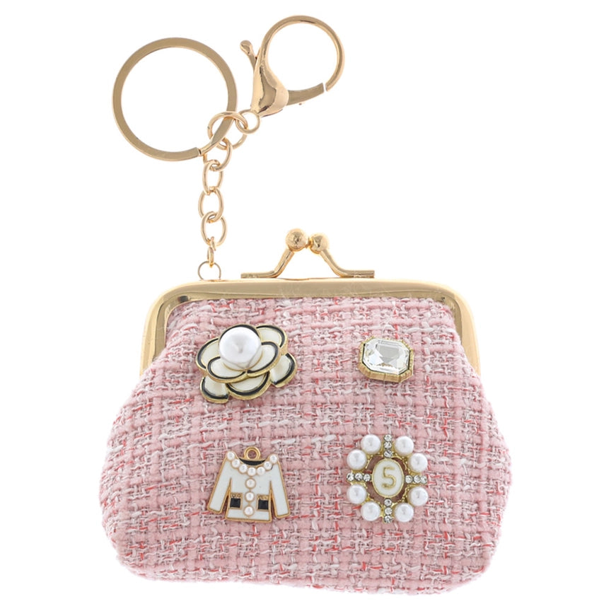 The Jeweled Boucle Coin Purse Keychain