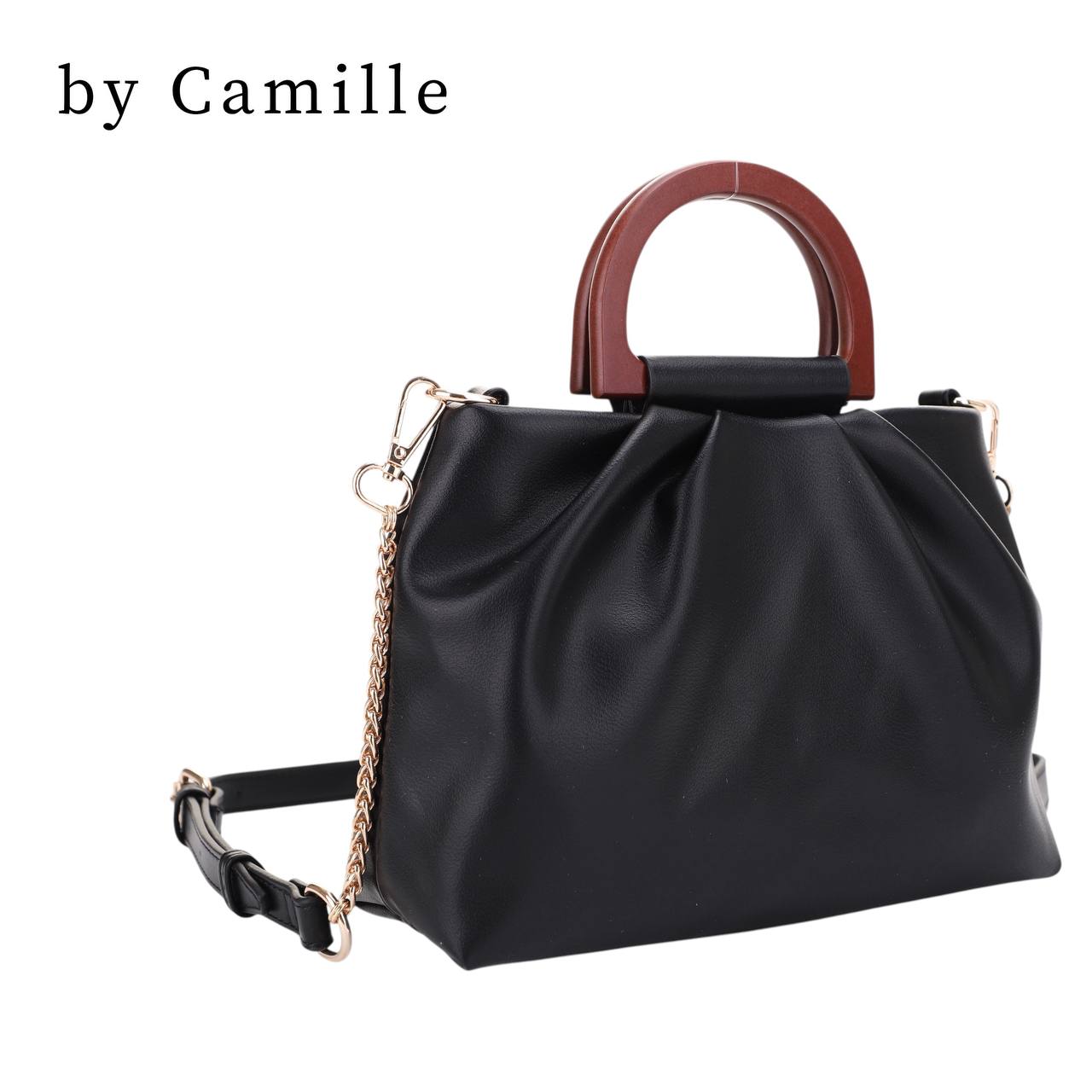 Bernadette Wooden Top Handle Scrunched Crossbody
