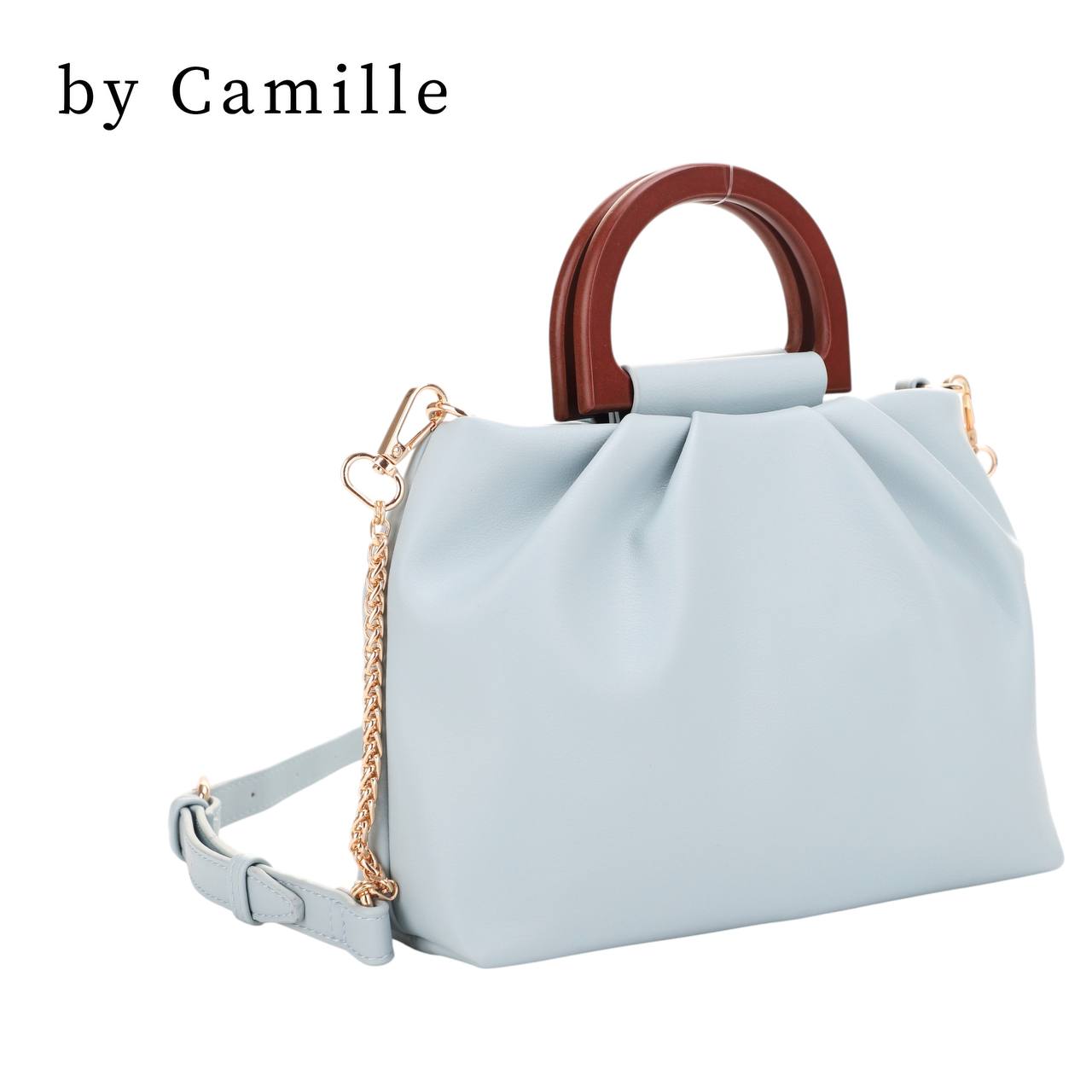 Bernadette Wooden Top Handle Scrunched Crossbody