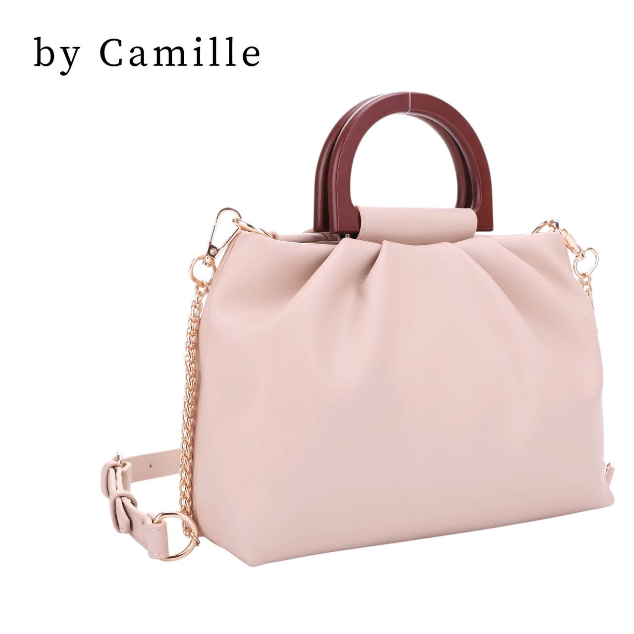 Bernadette Wooden Top Handle Scrunched Crossbody