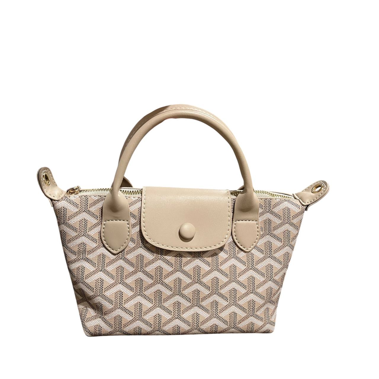 The BEIGE Chevron Mini Tote | Includes Strap & Keychain