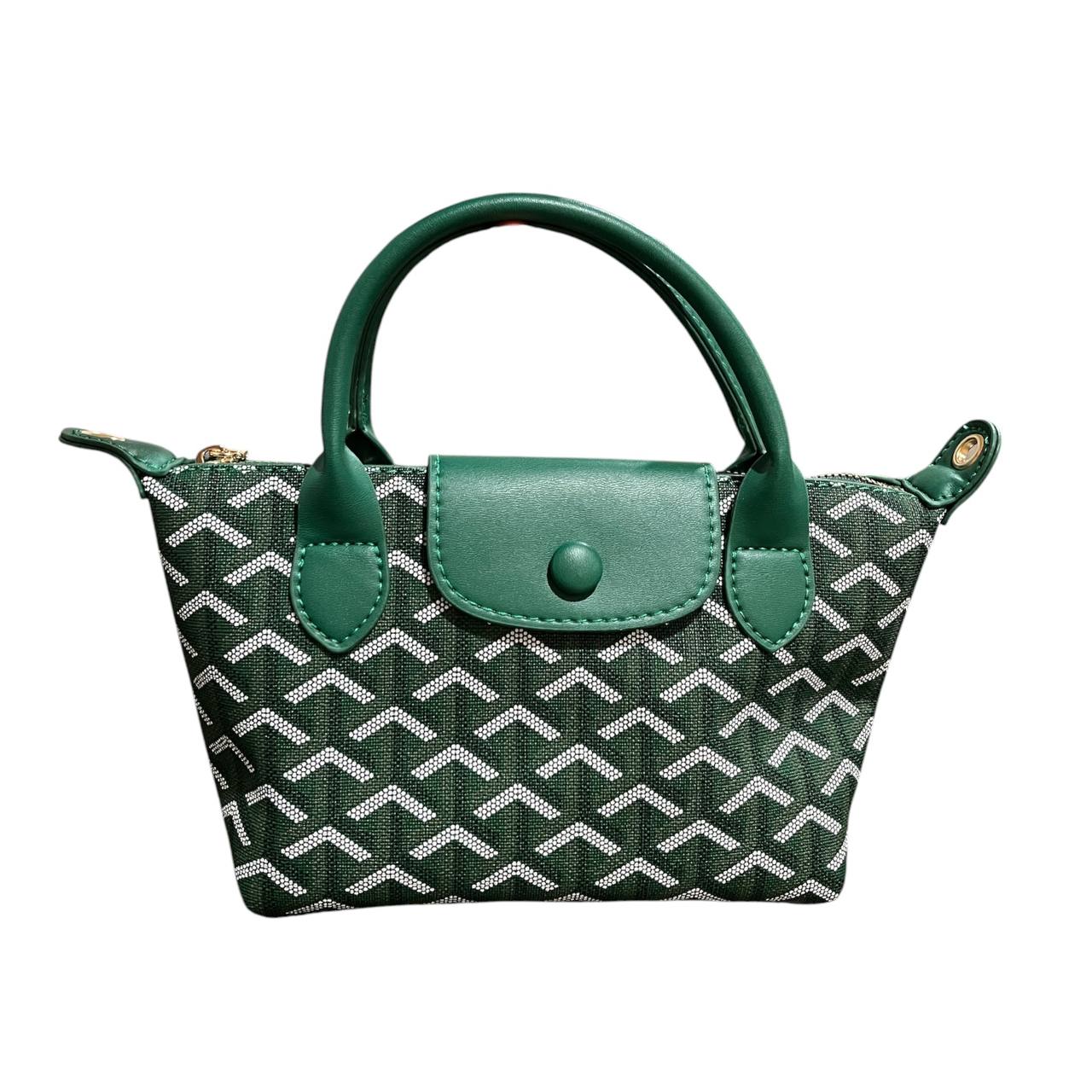The GREEN Chevron Mini Tote | Includes Strap & Keychain