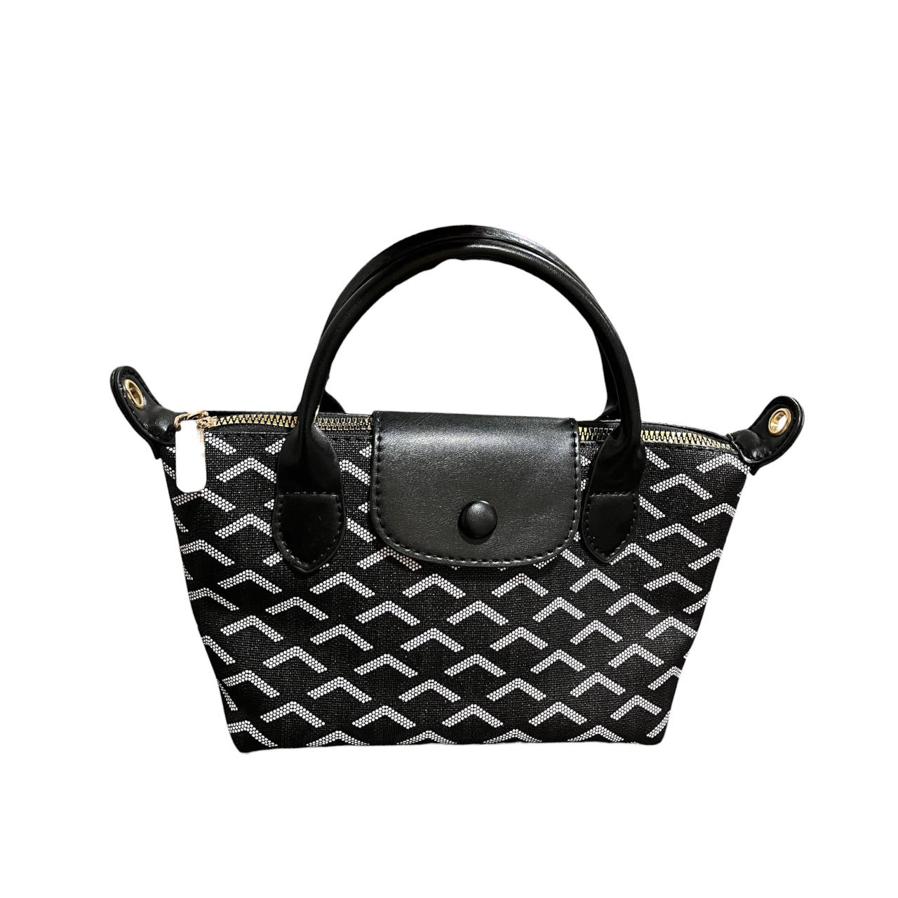 The BLACK Chevron Mini Tote | Includes Strap & Keychain