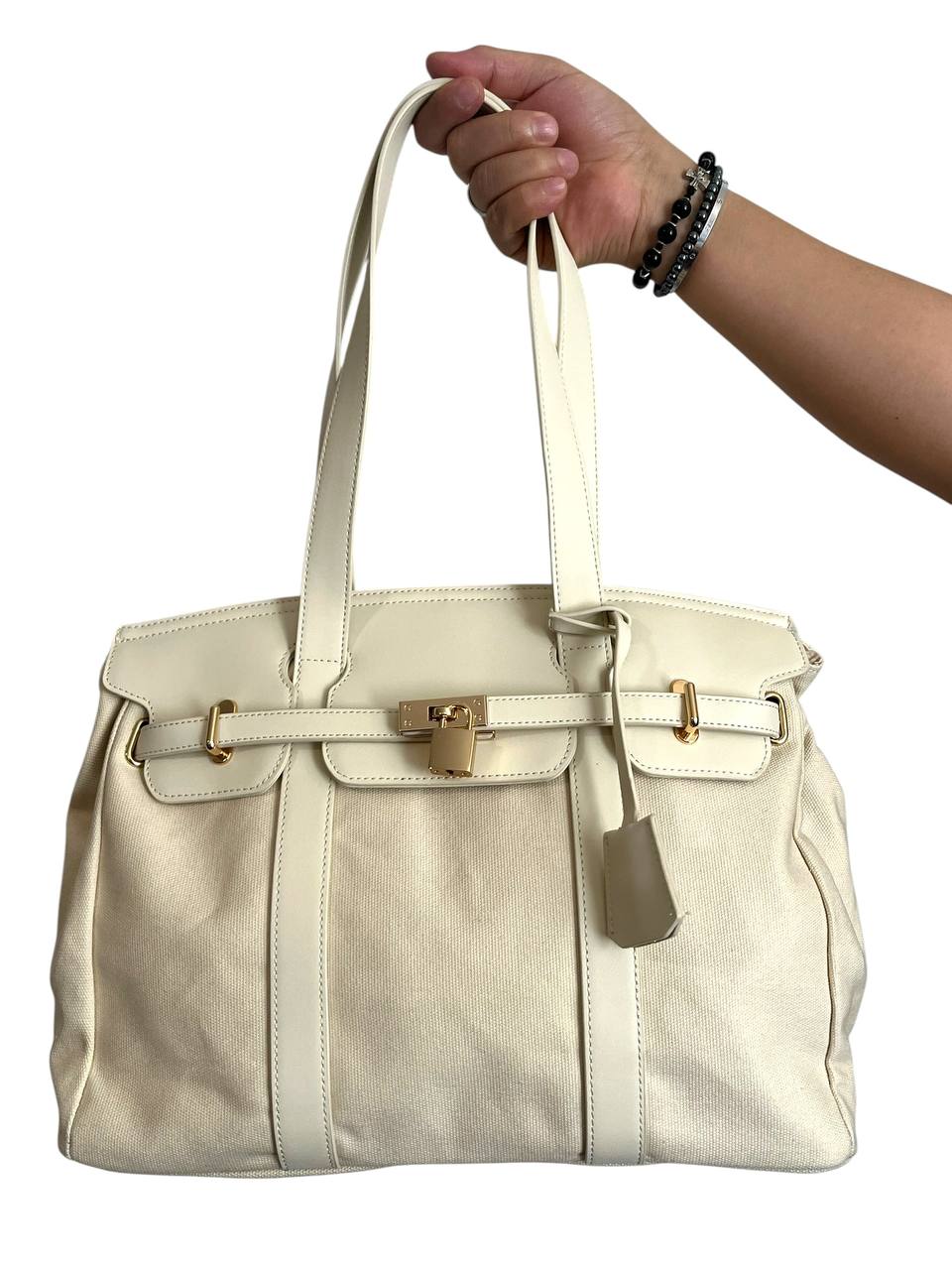 BLACK Cadence Canvas and Vegan Leather Tote