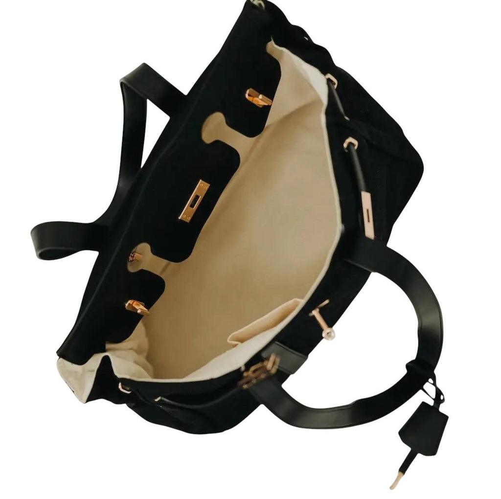 BLACK Cadence Canvas and Vegan Leather Tote