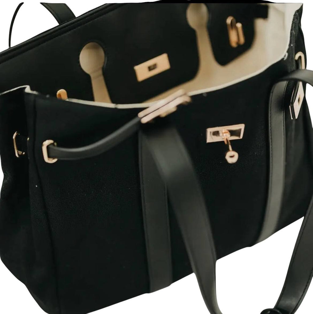 BLACK Cadence Canvas and Vegan Leather Tote