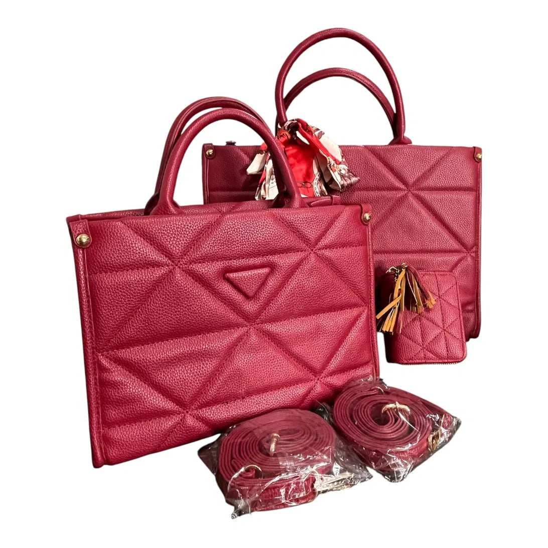 The RED Geo Luxe Tote | 3-Piece Set