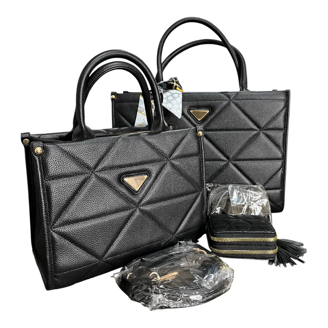 The BLACK Geo Luxe Tote | 3-Piece Set