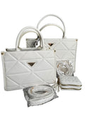 The WHITE Geo Luxe Tote | 3-Piece Set