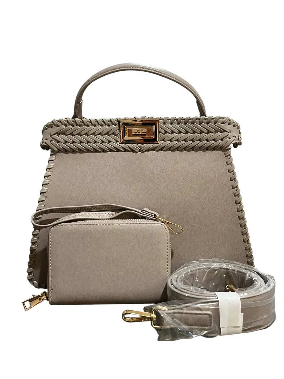 The GRAY Woven Luxe Satchel | 2-Piece Set