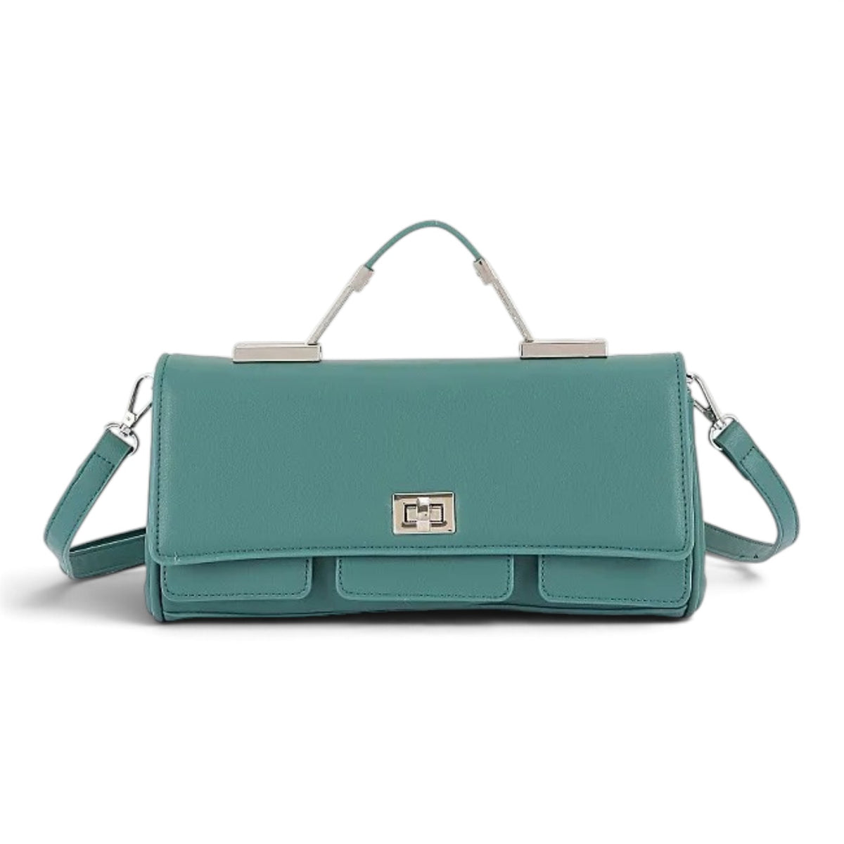 Vegan Leather Top Handle Flap Bag