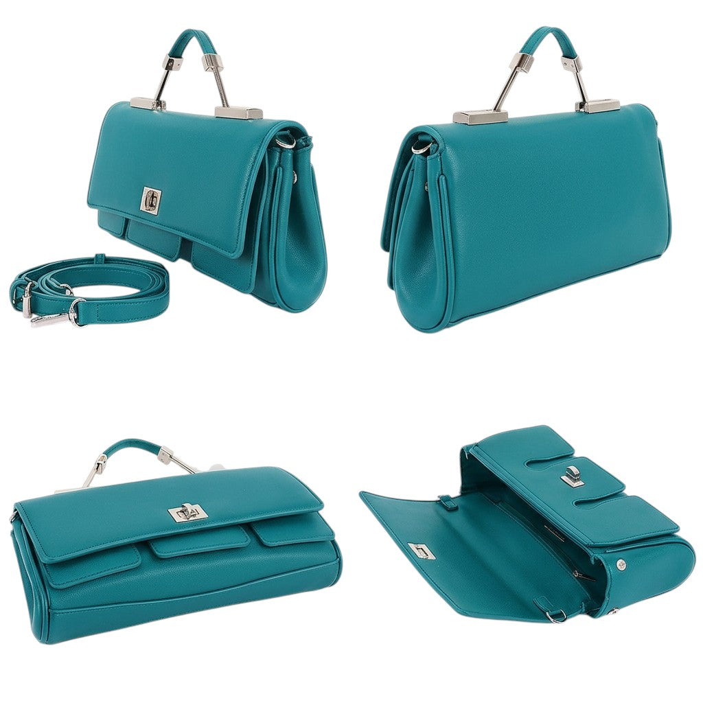 Vegan Leather Top Handle Flap Bag